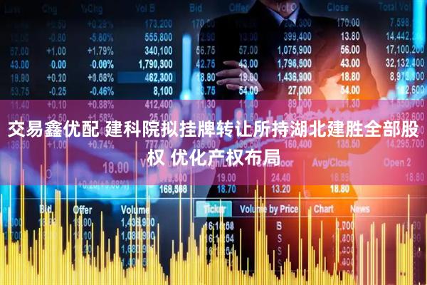 交易鑫优配 建科院拟挂牌转让所持湖北建胜全部股权 优化产权布局